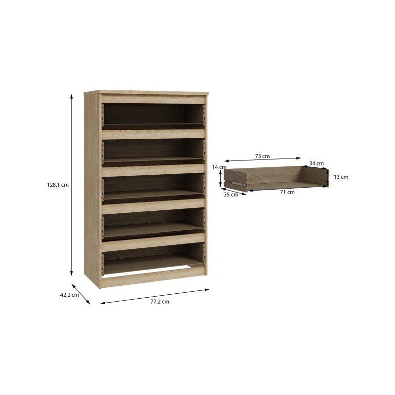 Komoda 5S Chelsea CHLK45-D30F Dąb Sonoma Meble Forte