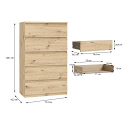 Komoda 5S Chelsea CHLK45-D78 Dąb Artisan Meble Forte