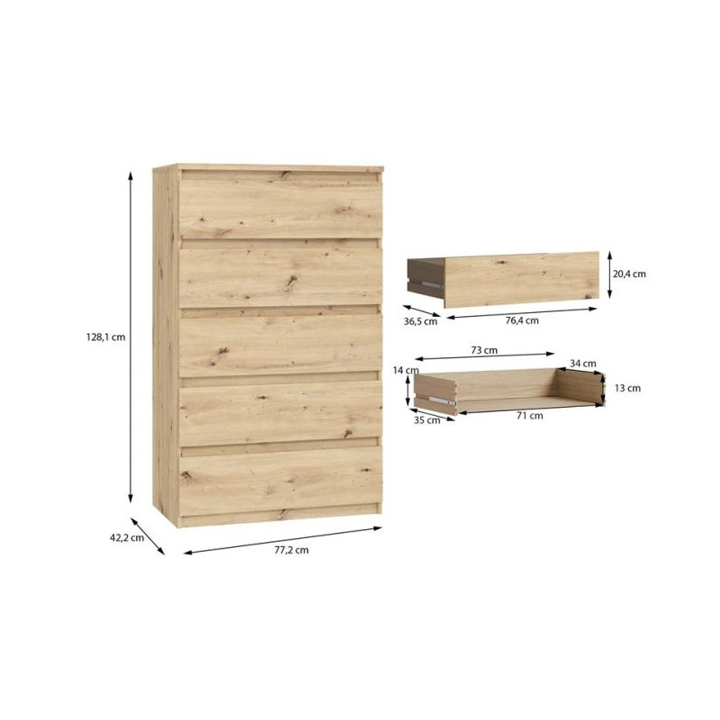 Komoda 5S Chelsea CHLK45-D78 Dąb Artisan Meble Forte