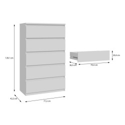 Komoda 5S Chelsea CHLK45-U42 Biały Meble Forte