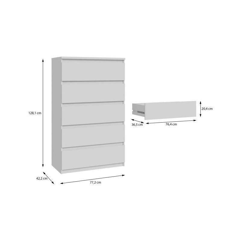 Komoda 5S Chelsea CHLK45-U42 Biały Meble Forte