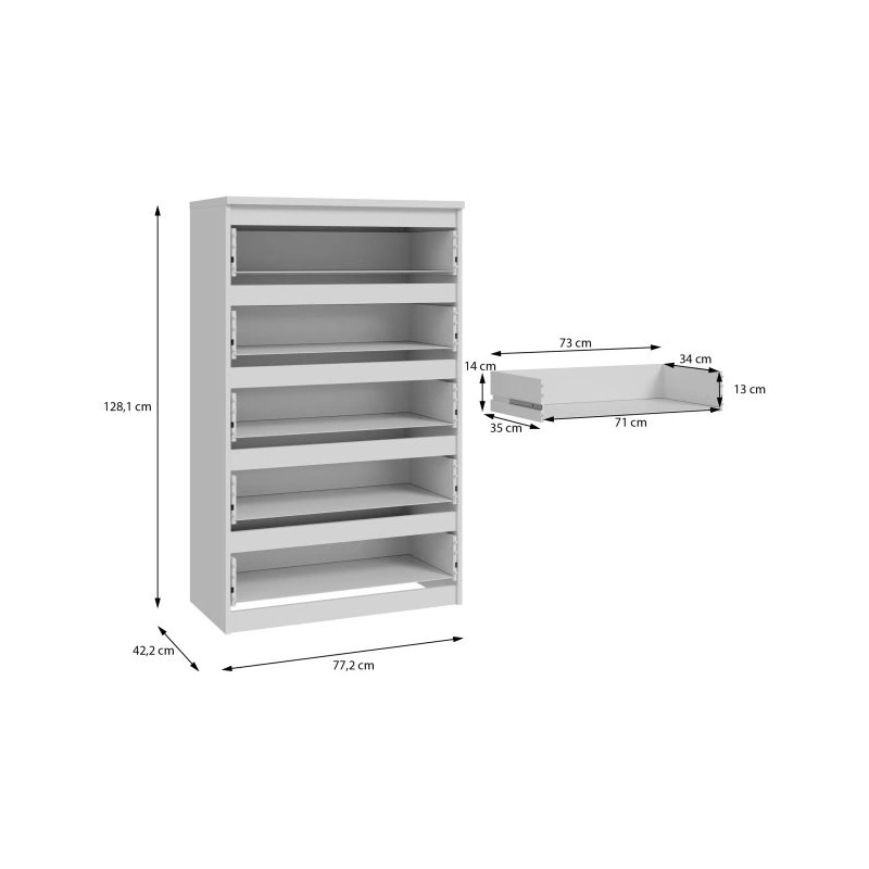 Komoda 5S Chelsea CHLK45-U42 Biały Meble Forte