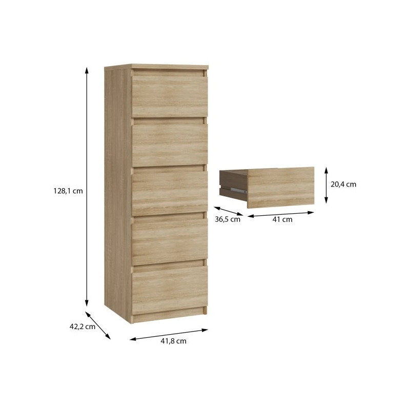 Komoda wysoka 5S Chelsea CHLK452-D30F Dąb Sonoma Meble Forte