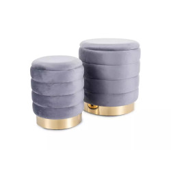 Pufa Britta Velvet z pojemnikiem szary/złoty tap.252 (45x40) ZESTAW