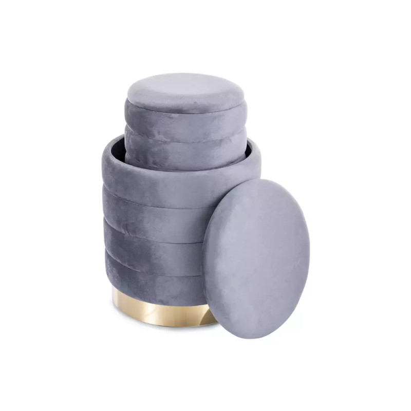 Pufa Britta Velvet z pojemnikiem szary/złoty tap.252 (45x40) ZESTAW