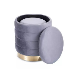 Pufa Britta Velvet z pojemnikiem szary/złoty tap.252 (45x40) ZESTAW