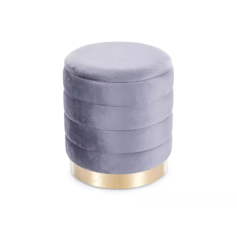 Pufa Britta Velvet z pojemnikiem szary/złoty tap.252 (45x40) ZESTAW