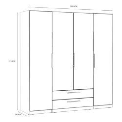 Szafa z lustrem i szufladami 200 cm Cadixo CDXS84S-D30 Dąb Sonoma Meble Forte