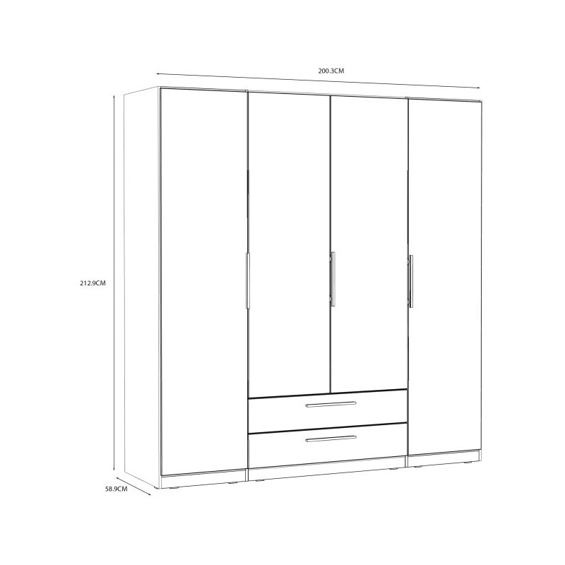 Szafa z lustrem i szufladami 200 cm Cadixo CDXS84S-D30 Dąb Sonoma Meble Forte