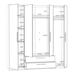 Szafa z lustrem i szufladami 200 cm Cadixo CDXS84S-D30 Dąb Sonoma Meble Forte