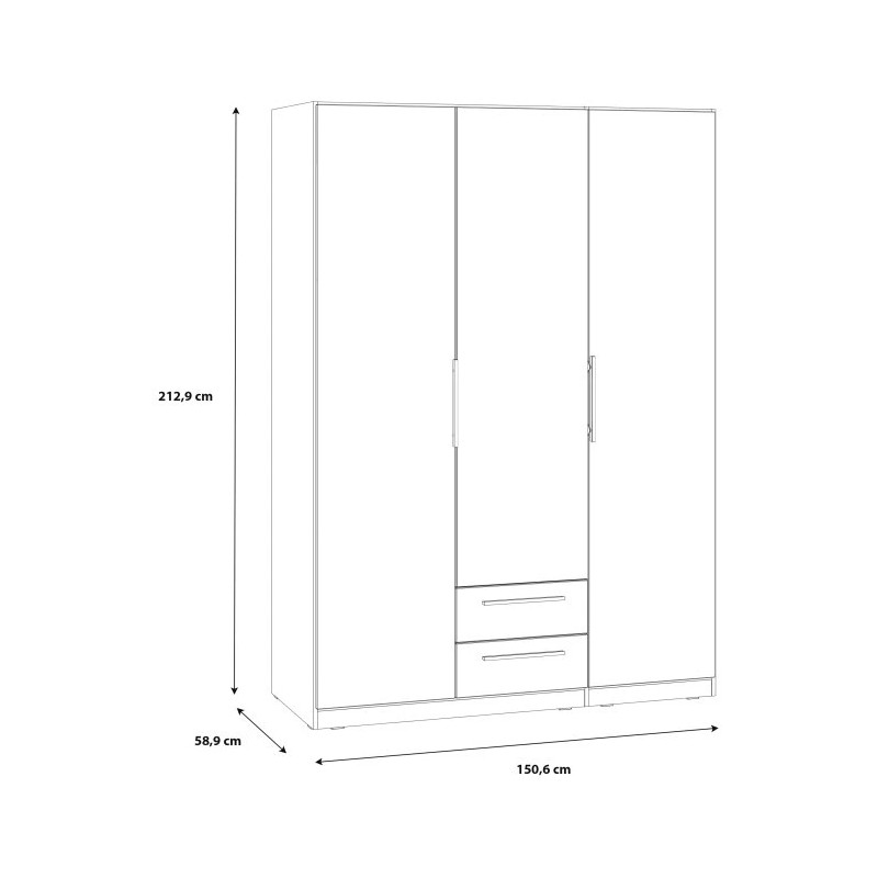 Szafa z lustrem i szufladami 150 cm Cadixo CDXS83S-D30 Dąb Sonoma Meble Forte