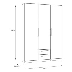 Szafa z lustrem i szufladami 150 cm Cadixo CDXS83S-D78 Dąb Artisan Meble Forte