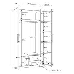 Szafa z lustrem i szufladami 150 cm Cadixo CDXS83S-D78 Dąb Artisan Meble Forte