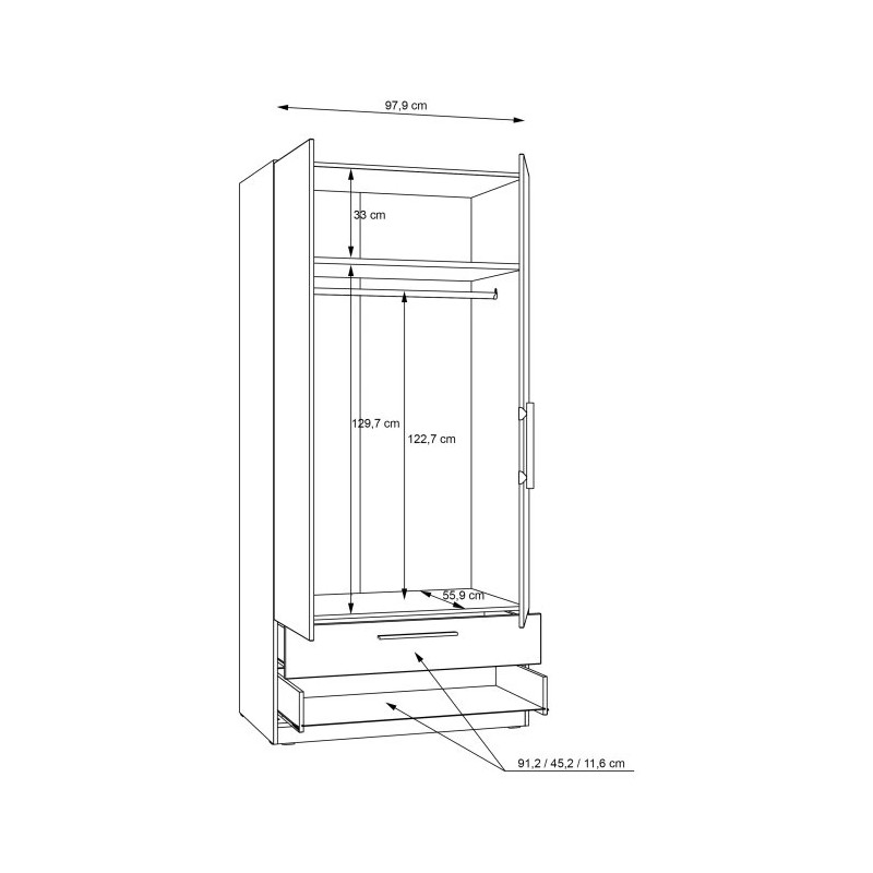 Szafa z szufladami 100 cm Cadixo CDXS87-D78 Dąb Artisan Meble Forte