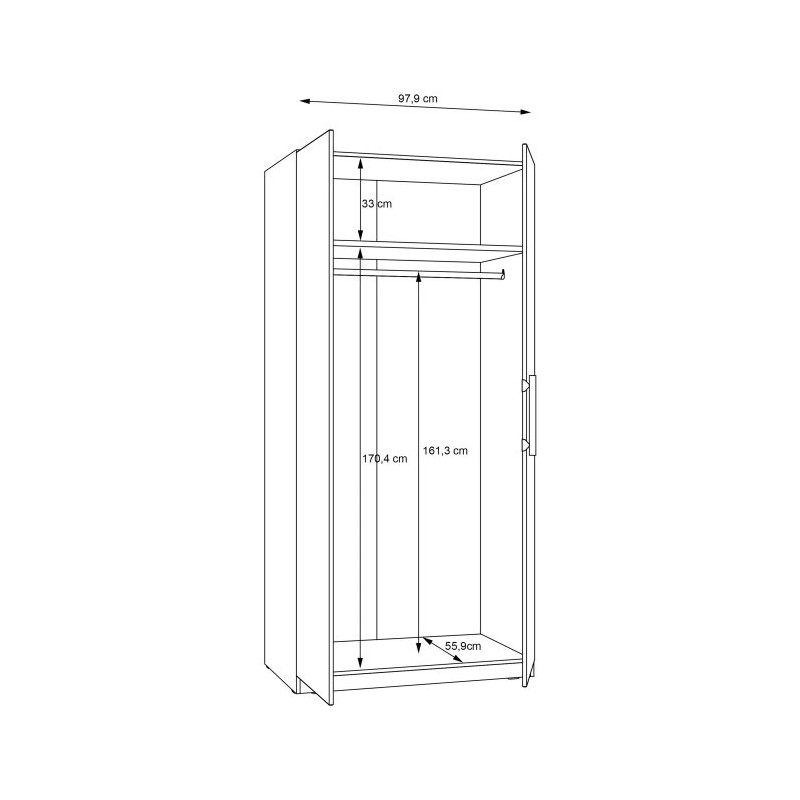 Szafa 100 cm Cadixo CDXS82-D78 Dąb Artisan Meble Forte