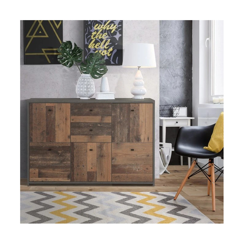 Komoda Best Chest SQNK233-C764 Beton/Old-Wood Vintage Meble Forte