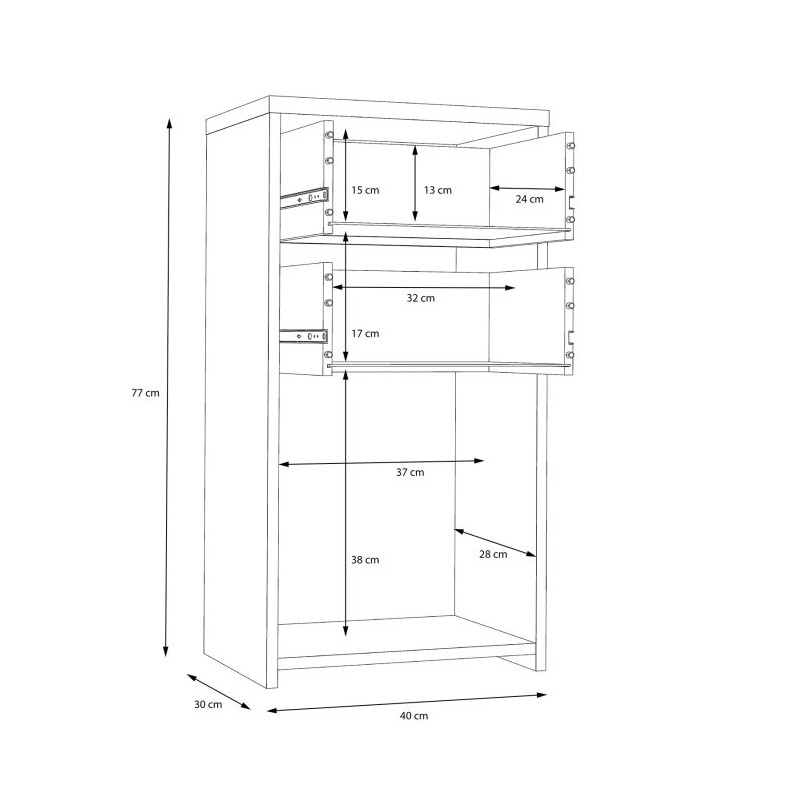 Komoda Mała 2S1D Best Chest SQNK211-C764 Beton/Old-Wood Vintage Meble Forte