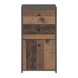 Komoda Mała 2S1D Best Chest SQNK211-C764 Beton/Old-Wood Vintage Meble Forte