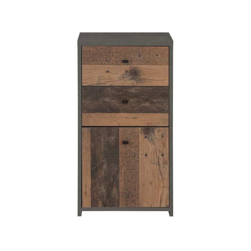 Komoda Mała 2S1D Best Chest SQNK211-C764 Beton/Old-Wood Vintage Meble Forte