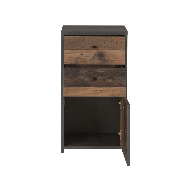 Komoda Mała 2S1D Best Chest SQNK211-C764 Beton/Old-Wood Vintage Meble Forte
