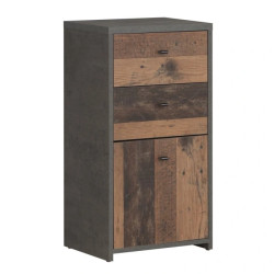 Komoda Mała 2S1D Best Chest SQNK211-C764 Beton/Old-Wood Vintage Meble Forte