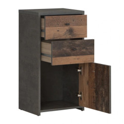 Komoda Mała 2S1D Best Chest SQNK211-C764 Beton/Old-Wood Vintage Meble Forte