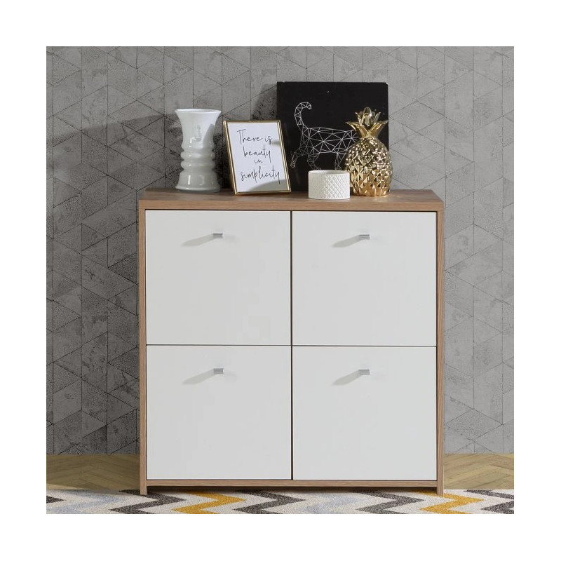 Komoda 4D Best Chest SQNK221-C804 Biały/Dąb Artisan Meble Forte