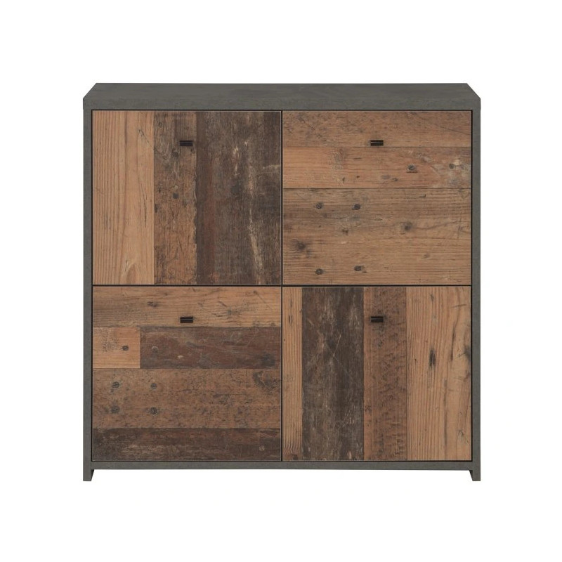 Komoda 4D Best Chest SQNK221-C764 Beton/Old-Wood Vintage Meble Forte