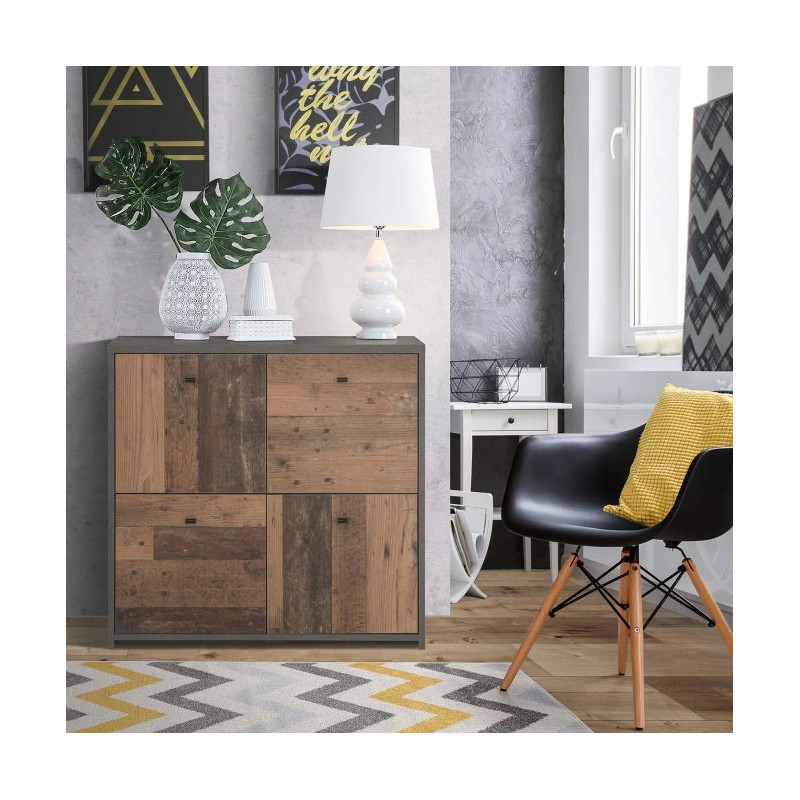 Komoda 4D Best Chest SQNK221-C764 Beton/Old-Wood Vintage Meble Forte