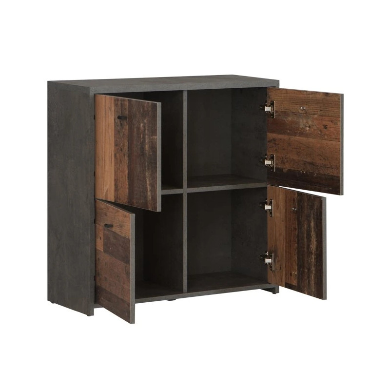 Komoda 4D Best Chest SQNK221-C764 Beton/Old-Wood Vintage Meble Forte