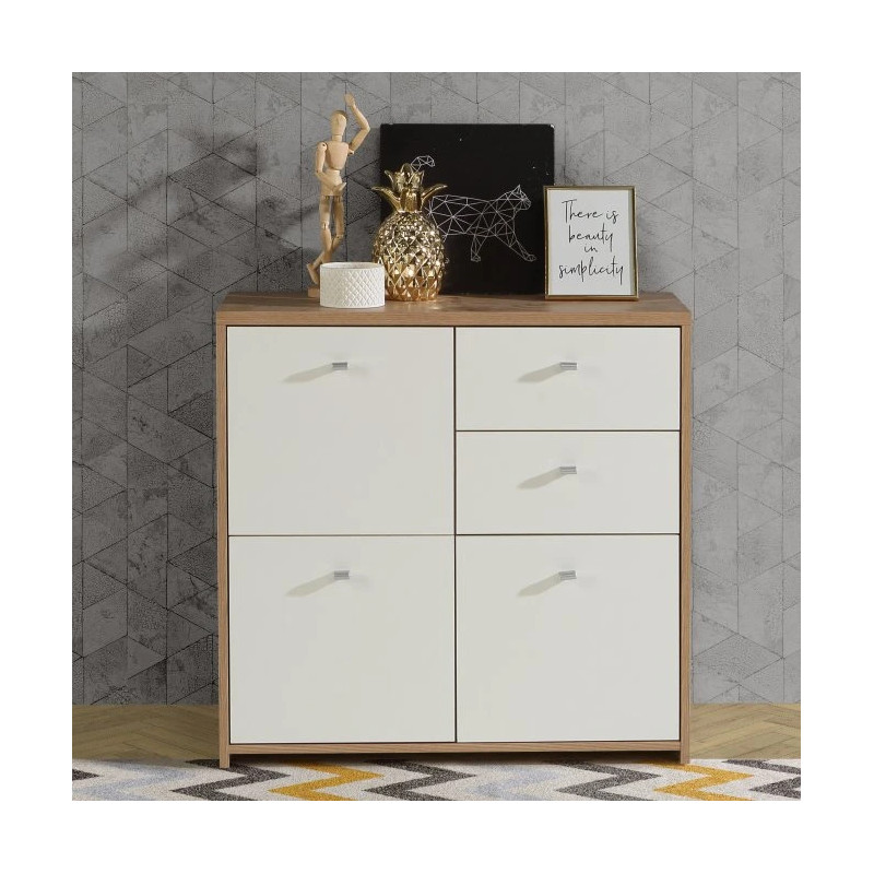 Komoda 2S3D Best Chest SQNK223-C804 Biały/Dąb Artisan Meble Forte