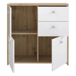 Komoda 2S3D Best Chest SQNK223-C804 Biały/Dąb Artisan Meble Forte