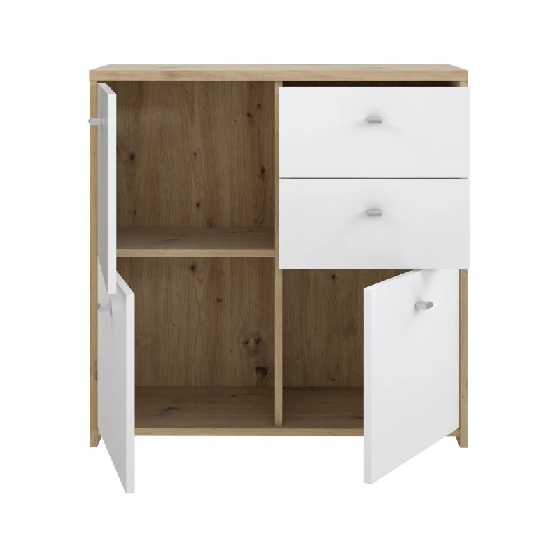 Komoda 2S3D Best Chest SQNK223-C804 Biały/Dąb Artisan Meble Forte