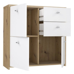 Komoda 2S3D Best Chest SQNK223-C804 Biały/Dąb Artisan Meble Forte