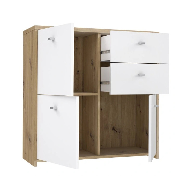 Komoda 2S3D Best Chest SQNK223-C804 Biały/Dąb Artisan Meble Forte