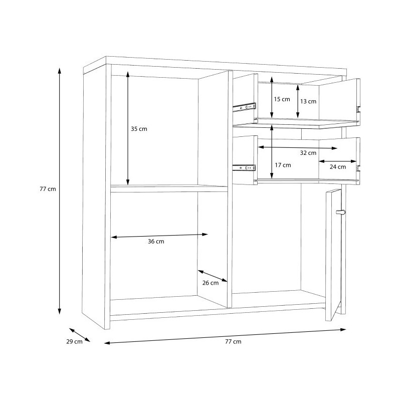 Komoda 2S3D Best Chest SQNK223-C804 Biały/Dąb Artisan Meble Forte