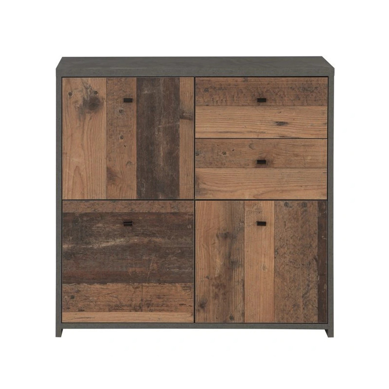 Komoda 2S3D Best Chest SQNK223-C764 Beton/Old-Wood Vintage Meble Forte