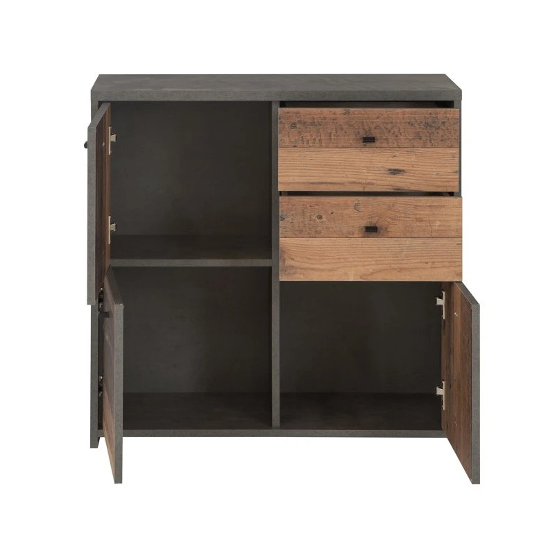 Komoda 2S3D Best Chest SQNK223-C764 Beton/Old-Wood Vintage Meble Forte