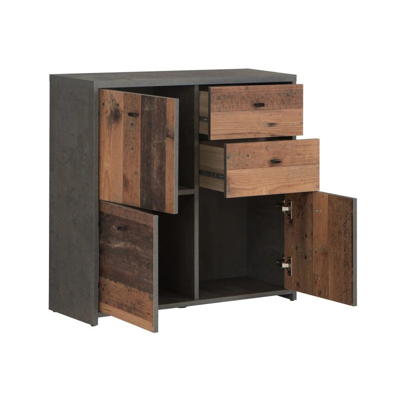 Komoda 2S3D Best Chest SQNK223-C764 Beton/Old-Wood Vintage Meble Forte