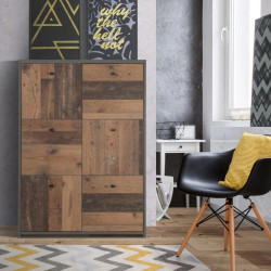 Komoda 6D Best Chest SQNK321-C764 Beton/Old-Wood Vintage Meble Forte