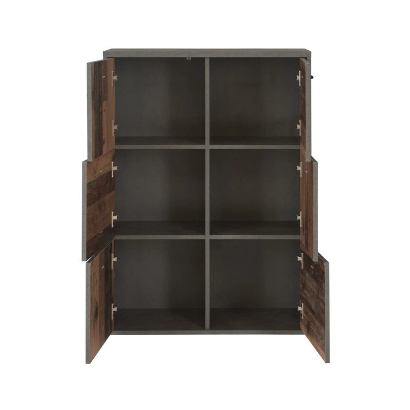 Komoda 6D Best Chest SQNK321-C764 Beton/Old-Wood Vintage Meble Forte