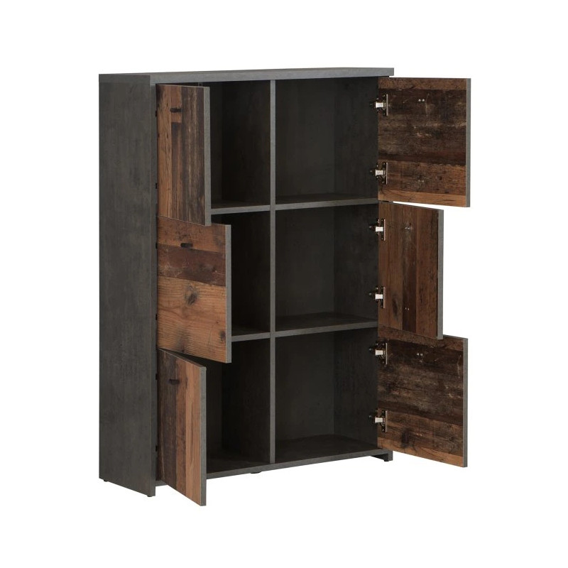 Komoda 6D Best Chest SQNK321-C764 Beton/Old-Wood Vintage Meble Forte