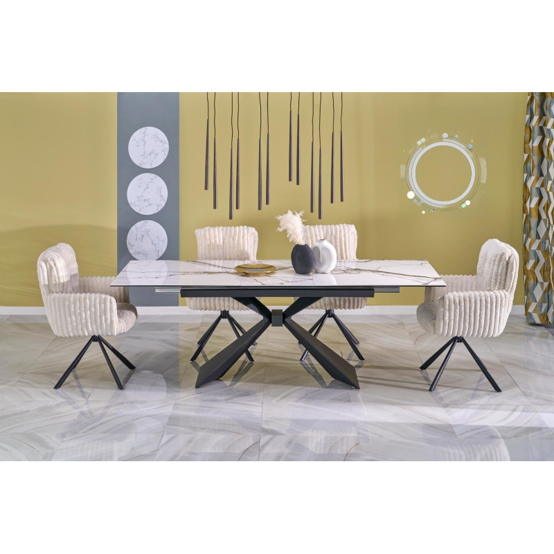 Elegancki rozkładany stół Lucino biały marmur