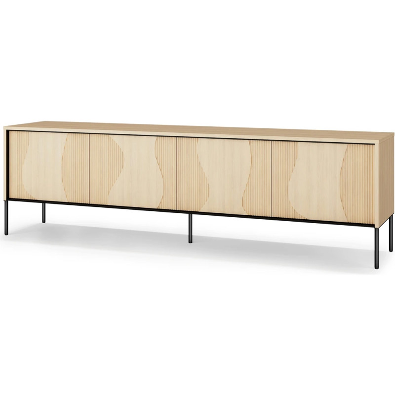 Szafka RTV czterodrzwiowa FW-05 Flow Dąb Vincenza Bielona/Czarny Lenart