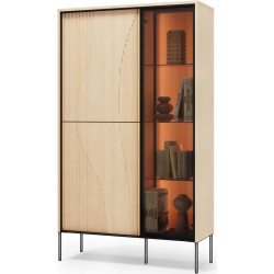 Witryna dwudrzwiowa FW-01 Flow Dąb Vincenza Bielona/Czarny Lenart