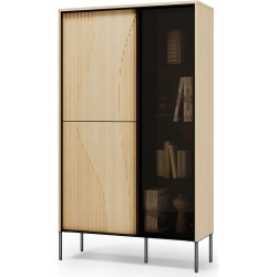 Witryna dwudrzwiowa FW-01 Flow Dąb Vincenza Bielona/Czarny Lenart