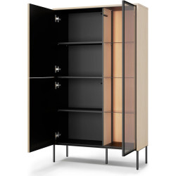 Witryna dwudrzwiowa FW-01 Flow Dąb Vincenza Bielona/Czarny Lenart