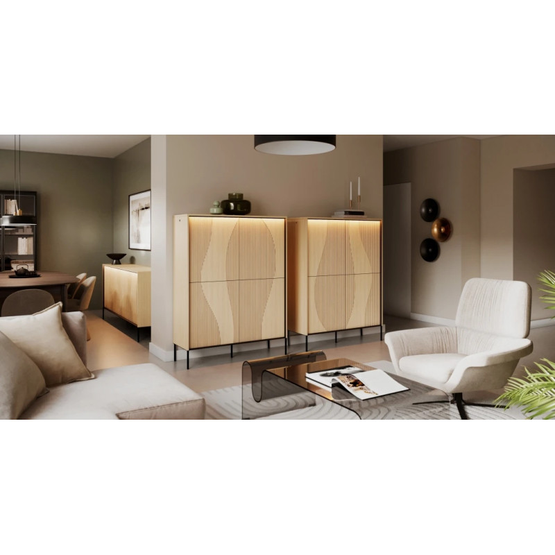 Komoda trzydrzwiowa FW-03 Flow Dąb Vincenza Bielona/Czarny Lenart