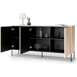 Komoda trzydrzwiowa FW-03 Flow Dąb Vincenza Bielona/Czarny Lenart