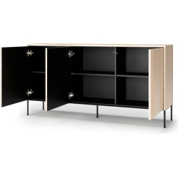 Komoda trzydrzwiowa FW-03 Flow Dąb Vincenza Bielona/Czarny Lenart